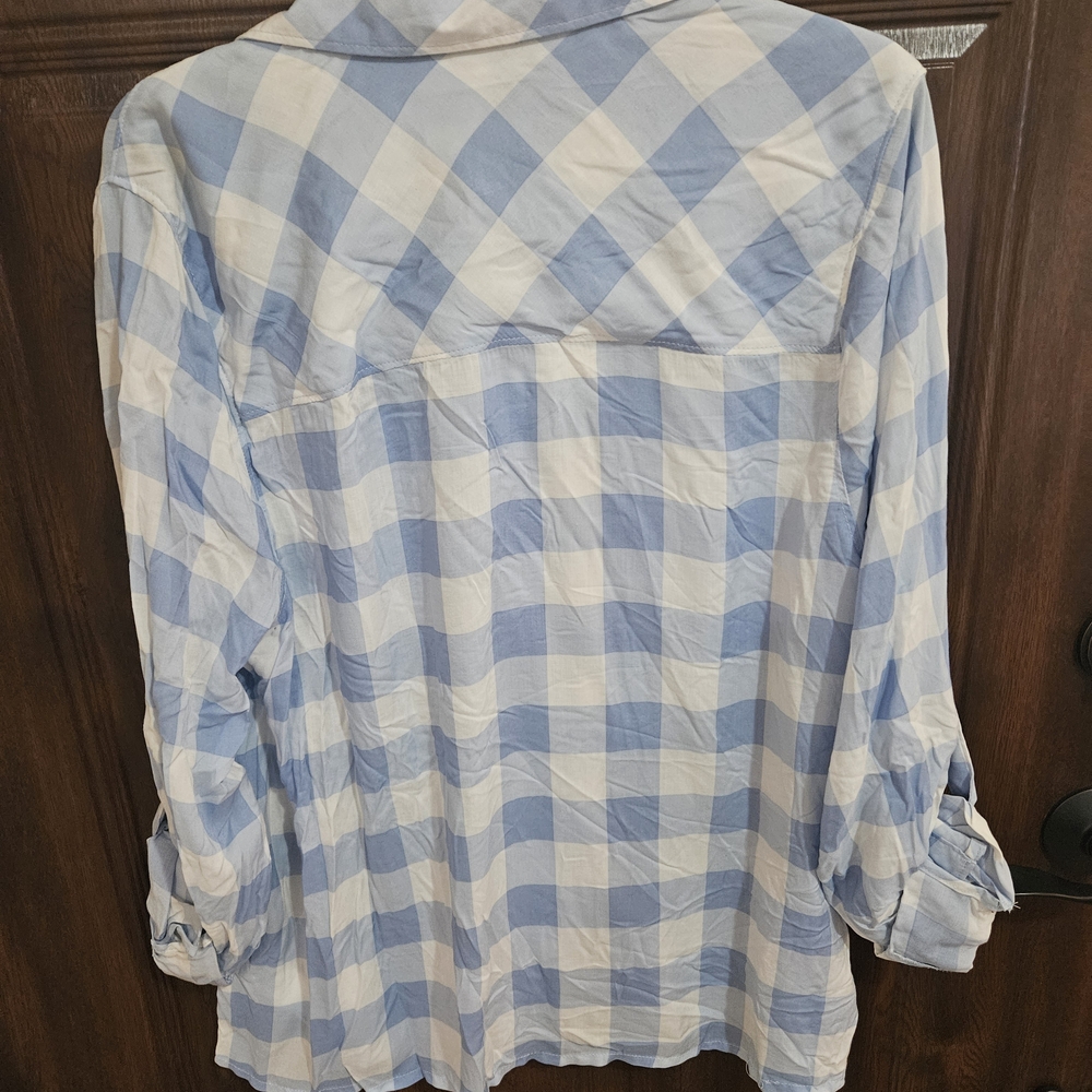 Forever 21 Blue and White Checkered Blouse - Picture 5 of 7